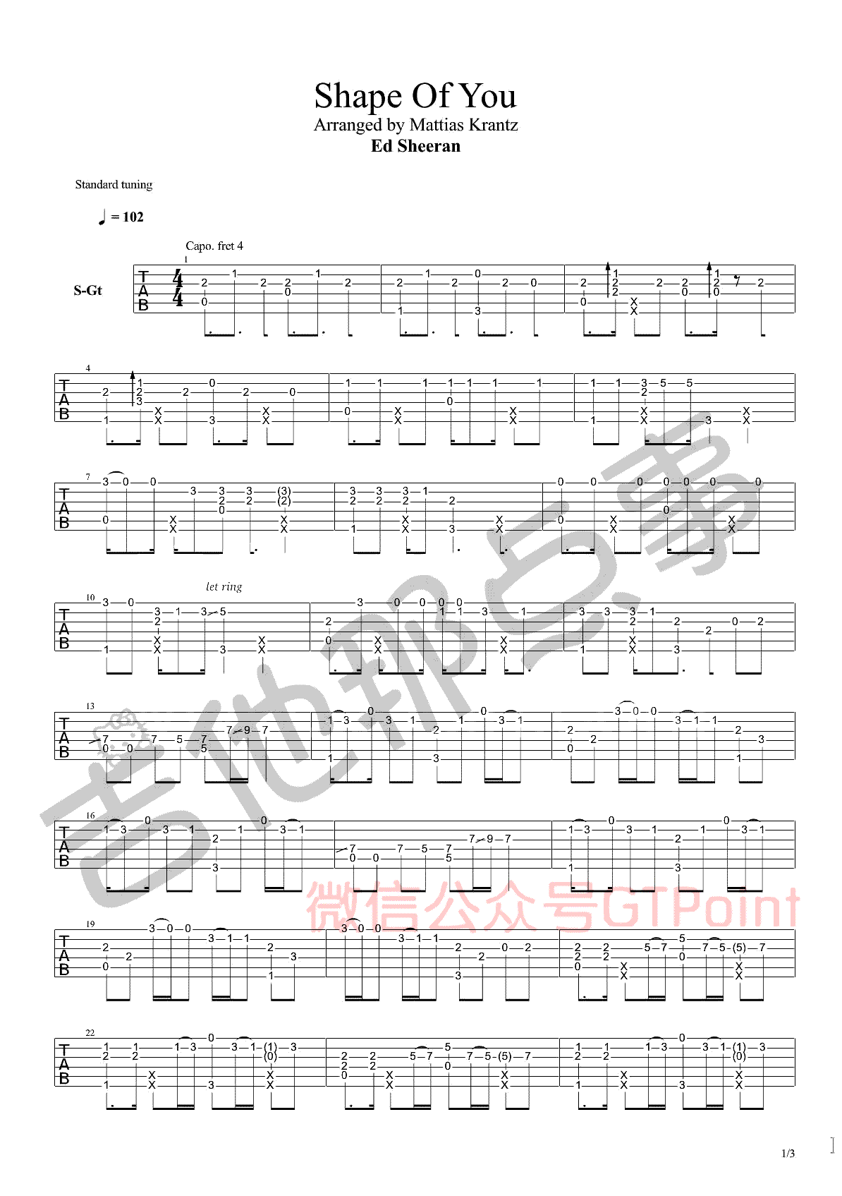 shape of my heart_吉他谱_枯桥吉他谱