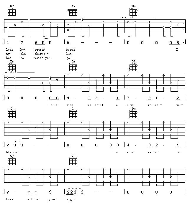 贝蒂·希金斯 casablanca卡萨布兰卡吉他谱